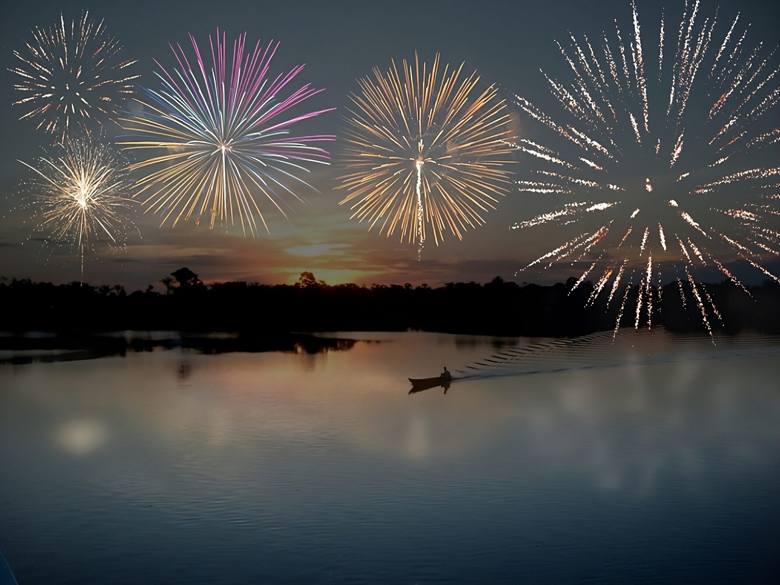 Fogo de artifício na água